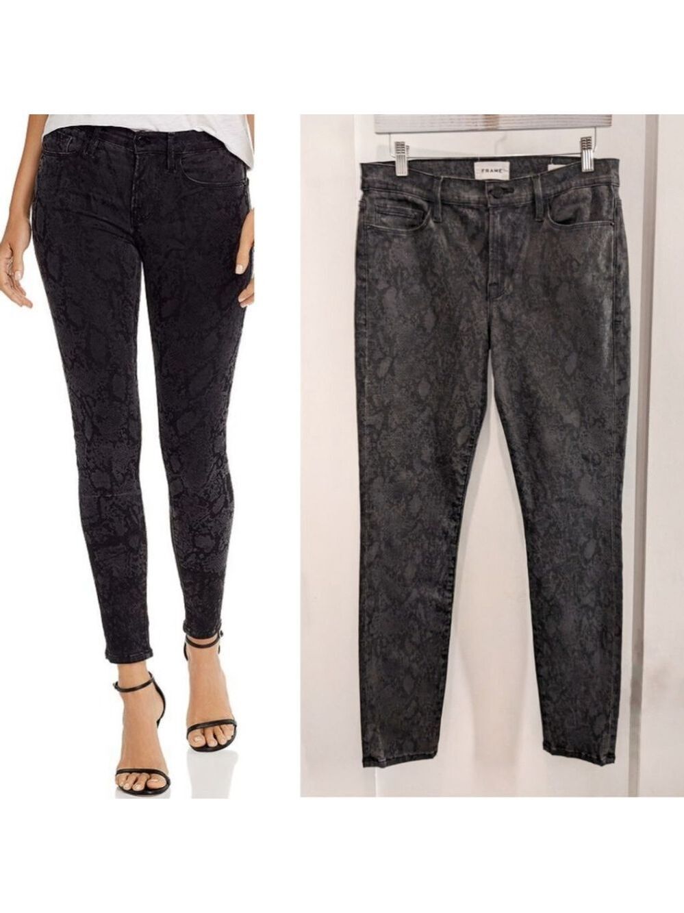 Frame | Le Skinny De Jeanne Snake Print Jeans In Tonal Python